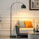 Matte Black Arc Floor Lamp 71" Tall, Dimmable 12W LED Smart Standing Lamp with Remote Control, 360 Rotatable Adjustable Height & Span, Reading Floor Lamp for Living Room, Bedroom, Office, Library