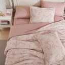 Geniospin Pink Full Comforter Set for Girls- 7 Pieces Bowknot Jacquard Bed in A Bag Full Bedding Sets with Sheets, Pillowcases & Shams, All Season Kids Comforter Set (Full (80"x90"))