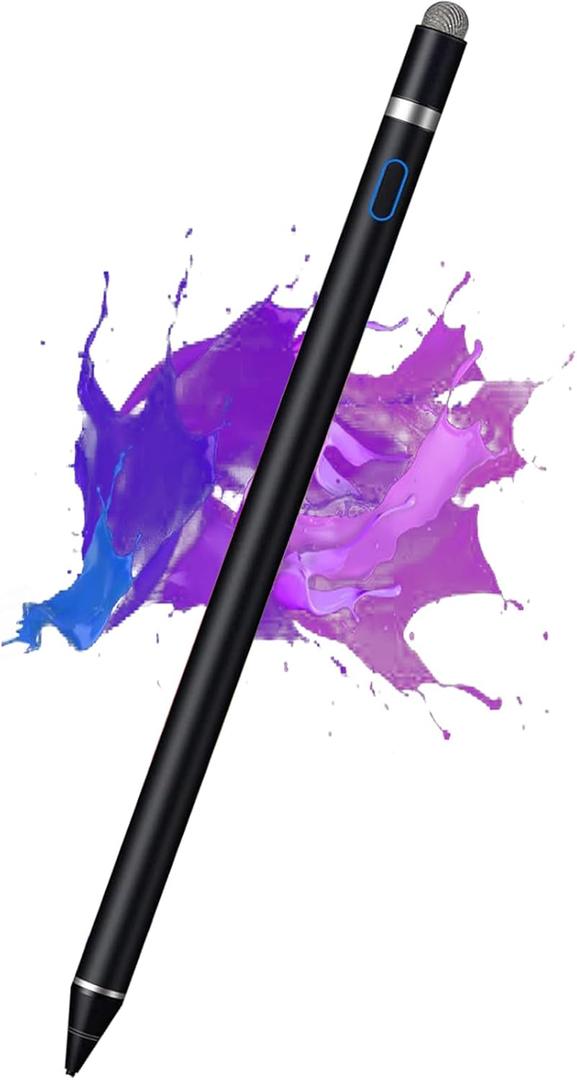Active Stylus Pen for iPhone/iPad/Android, Kenkor Pencil with Dual Touch Function, Rechargeable Digital Fine Point Pen for Apple iPad Pro/Air/Mini/iPhone/Cell Phone/Samsung/Tablet Drawing & Writing (Black)