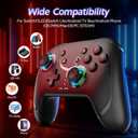 Switch Controller, Wireless Pro Controller for Switch/Lite/OLED/iPhone/Mac/iPad/iOS/Android/Phone/PC/Steam/TV,Bluetooth controllers with Programming/ 4 Vibration / 3 Turbo Modes/6-Axis/Motion/RGB
