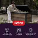 Keter City 30 Gallon Resin Outdoor Storage Box and Patio Furniture Side Table for Pool and Garden Accessories, Dark Grey