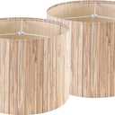 GO&SO 13 IN Drum Boho Lamp Shades Set of 2 Medium, Farmhouse Lamp Shade for Table Lamps Floor Lamp- 13" x 13" x 10" Spider Vintage Lampshade Decor,Natural Straw Shade Replacement,Assembly Required