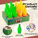 Leitee 45 Pcs Football Games Ring Toss Games Bowling Set Include 1 Football Box 12 Plastic Bowling Pins 32 Throw Toss Rings for Football Birthday Party Family Games Supplies