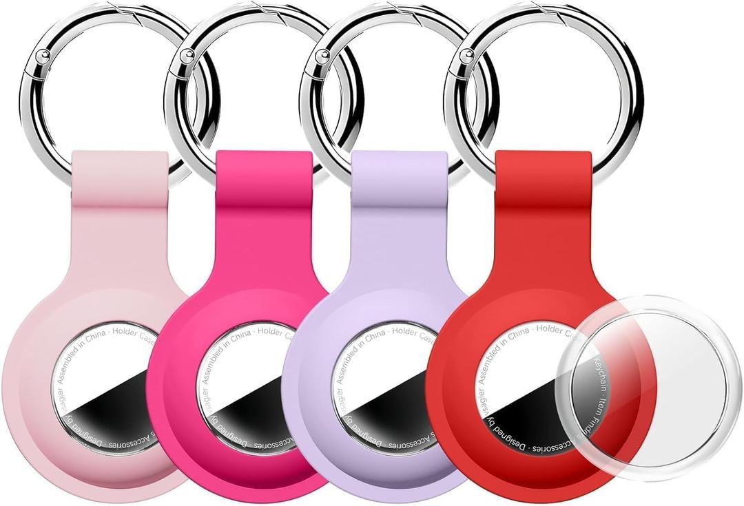 2 x Holder Case Keychain for AirTag 2nd & 1st Gen, 4 Pack, Multicolor-7 | Full Coverage, Anti-Scratch, PC+Silicone, For Bags,