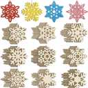 36PCS Hollow Wooden Snowflake Ornaments for Paint Christmas Tree Decorations 9 Styles, Unfinished Wood Snowflakes for Crafts DIY Blank Cutouts Ornament Winter New Year Hanging Decorations (Large)