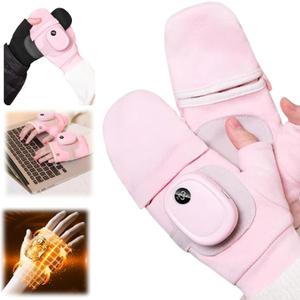 Heated Gloves for Women, Upgraded Smart Thermostatic Electric Heated Fingerless Gloves Rechargeable for Women Men, Winter Hand Warmer for Work Cycling Skiing Outdoor Snow (Pink)