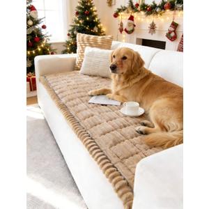 OTOB Couch Cover for Dogs Washable, Non Slip Funny Pet Couch Covers Sofa Slipcovers Cushion Mat, Plush Soft Cozy Pet Friendly Furniture Protector, All Seasons (Coffee, 23.6" x 47.2")