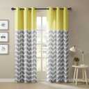 Intelligent Design Alex Chevron Curtains for Living Room, Modern Contemporary Grommet Room Darkening Panels for Bedroom, Geometric Window Panel, 42X63, 2-Panel Pack, 42x63, Yellow