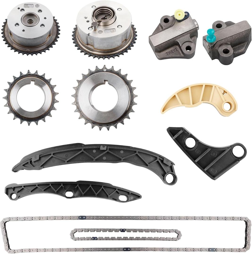 2.0 2.4L Intake/ Exhaust Camshaft VVT Gear Sprocket With Timing Chain Kit, Compatible with 2011-2019 Hyundai Sonata Tucson Kia Optima Sorento 2.0L 2.4 Engine, Replace# 24321-2G111 24370-2G750