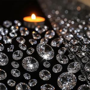 DomeStar 1000PCS Diamond Decorations, Clear Fake Diamonds Acrylic Craft Gems Crystals for Vase Fillers Wedding Table Scatters Party 5 Sizes (Medium)