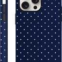 Polka Dot Phone Case for iPhone 15 Pro Max Cute Trendy Pattern Case 6.7", Aesthetic Stylish Print Design 2-in-1 Matte Cover Hard PC Shockproof Soft TPU Protection Girls Women Funda, Navy Blue