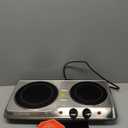 OVENTE Countertop Infrared Double Burner, 1700W Electric Hot Plate and Portable Stove with 7.75" and 6.75" Ceramic Glass Cooktop, 5 Level Temperature Setting and Easy to Clean Base, Silver BGI102S