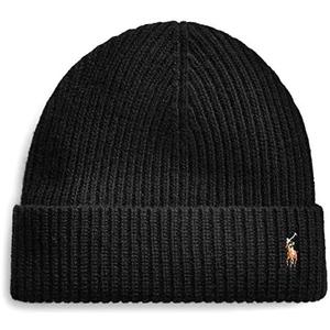 Polo Ralph Lauren Men`s Signature Pony Wool Blend Beanie (Polo Black, One Size)