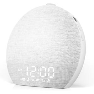 Geuuap Sunrise Alarm Clock White Noise Sound Machine for Bedroom | Natural Wake-Up Light with 30 Soothing Sleep Aids, Bluetooth Speaker, Dimmable Clock, Screen-Free Design for Baby Adults Kids-White