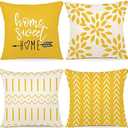 YCOLL Pillow Covers 16x16 Set of 4, Modern Sofa Throw Pillow Cover, Decorative Outdoor Linen Pillow Covers Set of 4 for Couch Sofa Bed and Car, Yellow