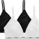 Hanes Women's Triangle Bralette Pack, 2-Pack, Originals Breathable Stretch Cotton Bras for Women, Wireless Bra (M)