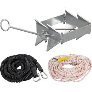 Box Anchor Kit 13LBS/19LBS/25LBS, Boat Anchor with 16.5 Feet Elastic Rope & 100 Feet Nylon Rope, Hot-Dipped Galvanized Folding Boat Slide Cube Anchor (Box Style) Suitable for Boats