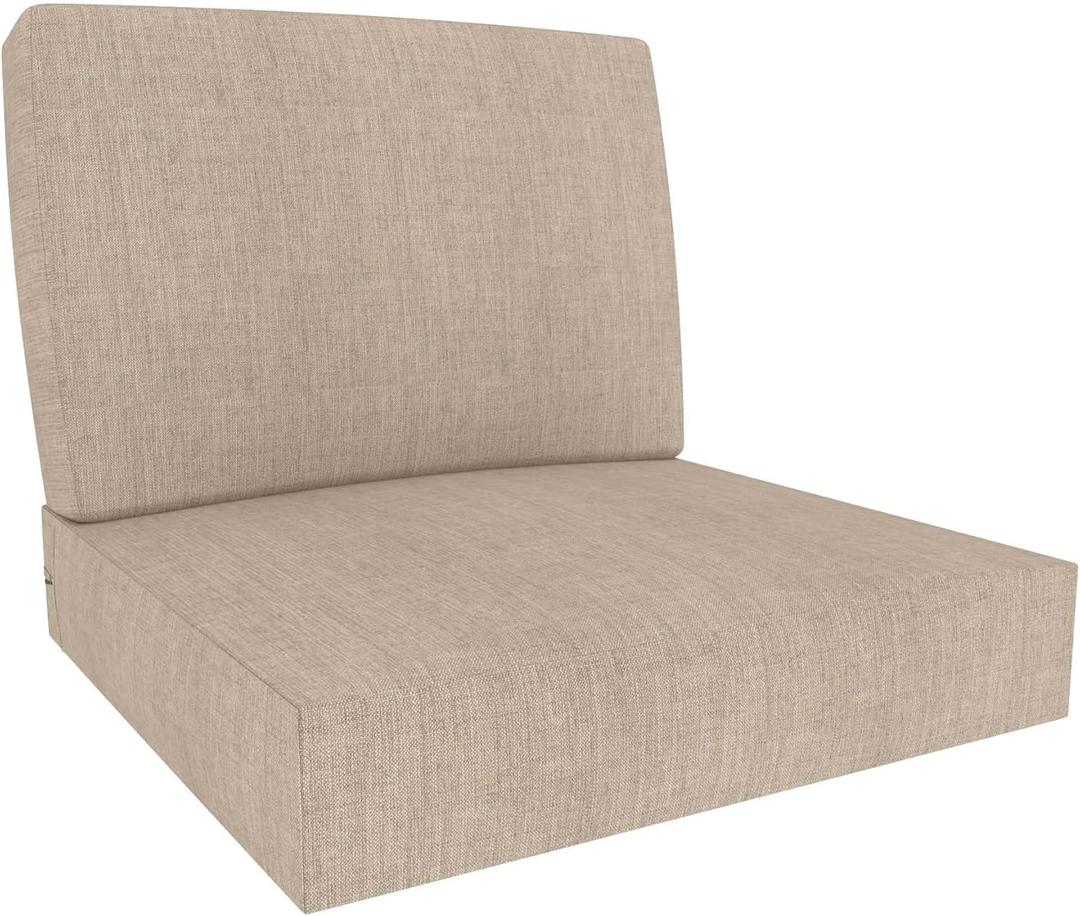 Covers & All Sunbrella Outdoor Deep Seat Cushion Set, 25" x 25.5" Deep Seat & Back Cushions, 5" Thick Foam Patio Cushions with Water-Repllent & UV Fade Resistant Covers, Patio Furniture Chair Cushions (Cast Ash)