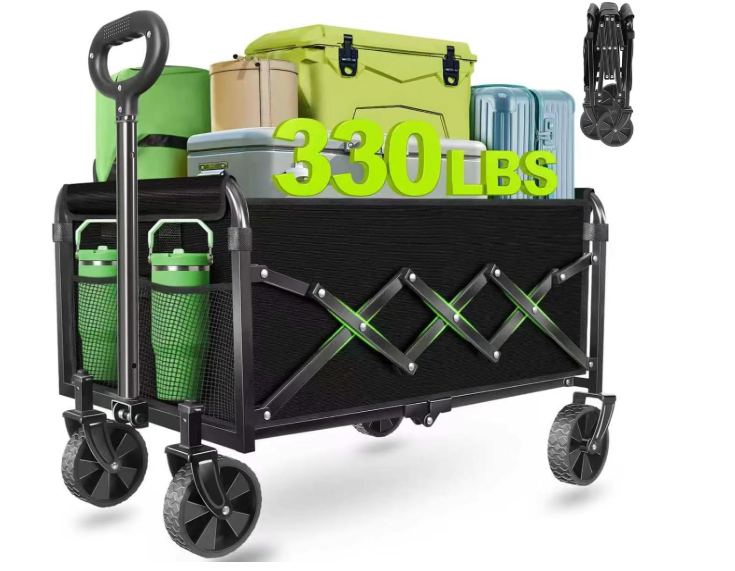 Wagons Carts Foldable - Collapsible Wagon Cart with Wheels – Folding Foldable Wagon Small Portable Lightweight for Sports, Camping, Storage, Travel, Shopping
