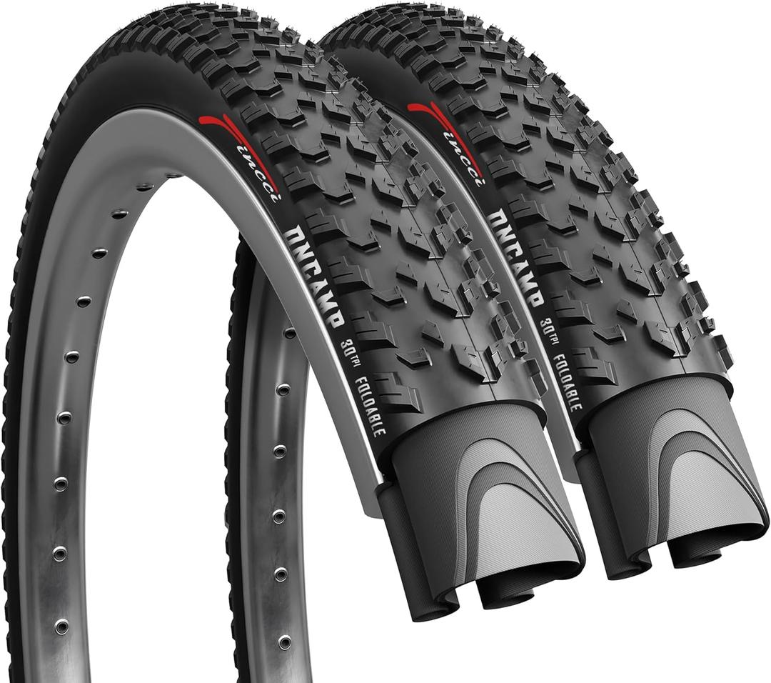 Fincci Pair 27.5 x 2.10 Mountain Bike Tires 54-584 - Kevlar Foldable Tires Oncamp for Road MTB Mud Dirt Offroad, XC Bicycle, E-Bikes - 27.5x2.10 Tire Pack of 2