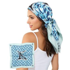 AWAYTR 35” Alphabet Head Scarf for Women Like Silk Scarf for Hair Scarves Hair Bandana For Women Headscarf Hair Wrap Scarfs Neck (K) Pack Of 2