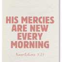 MHJFERGV Pink Christian Wall Art Poster, His Mercies Are New Every Morning Bible Verse Scripture Canvas Wall Decor for Girls Bedroom Church Prayer Room, 12x16 Inches