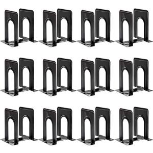 HappyHapi Book Ends, Bookends for Shelves, 24pcs Metal Bookends, Book Ends for Heavy Books Holders for Office Home Library Book Ends Supports, Book Ends to Hold Books Heavy Duty