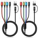 6 in 1 Multi Charging Cable, 2Pack 10Ft USBC Multi Chargers for All Devices Braided USB A/C to Lightning/Type C/Micro USB Ports Universal Charger Cord for iPhone Series/Samsung/Tablets/PS and More
