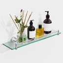 20 Inches Glass Shelves for Bathroom, Brushed Nickel Floating Glass Shelf Stainless Steel Tempered Glass Bathroom Shelves for Wall Mount Modern