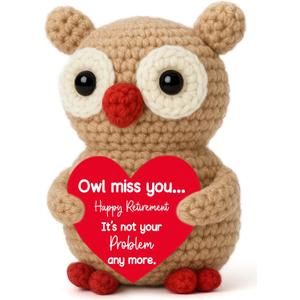Crochet Owl Retirement Gift for Teacher Coworker, Cute Handmade Farewell Keepsake, Inspirational Thank You Present from Students, Thoughtful Farewell Present for Parents Grandparents