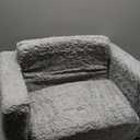 ALIMORDEN 2-in-1 Flip Out Cuddly Sherpa Toddler Couch, Convertible Sofa to Lounger, Grey (Armchair)