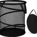 BATTOO Mesh Collapsible Laundry Baskets, Foldable Pop Up Laundry Hamper, Extral Large 113L Laundry Basket Hamper for Laundry, Bathroom, Kids Room, College Dorm, Travel, Camping Black (18"x25.5")