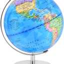 KISEER 8 Inch World Globe Rotating Earth Spinning Globe with Heavy Metal Stand for Kids Geography Classroom Education or Office Home Decorations
