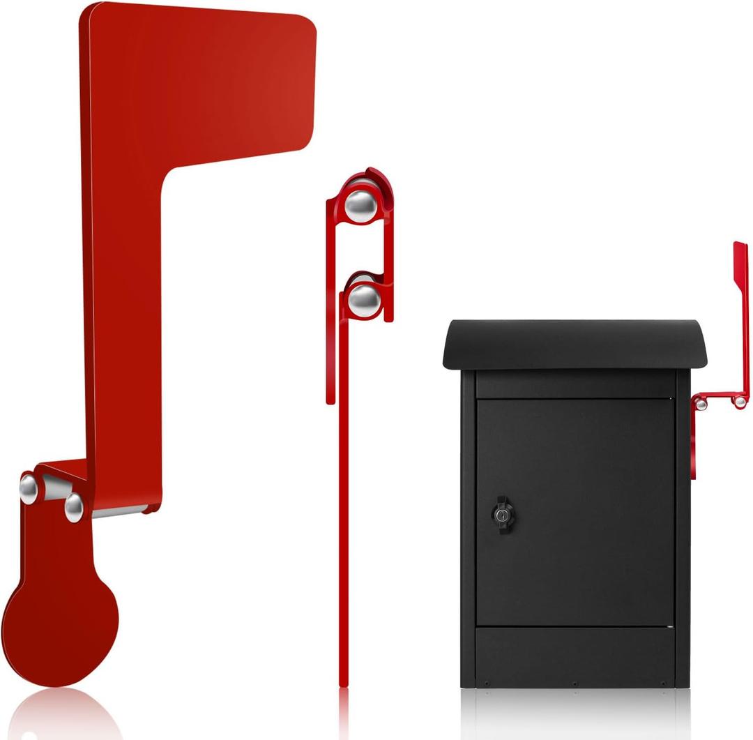 Galvanized Steel Folding Wall Mount Mailbox Flag, 180 Rotating Mailbox Flag for Unique Mailboxes, Stick On Mailbox Flag Mailbox Replacement Flag Kit, Tool Free Installation