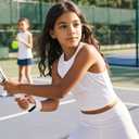 JOCMIC Girls Tank Tops Kids Athletic Tank Ribbed Knit High Neck Crop Tops for Gym Yoga White 13-14 Years