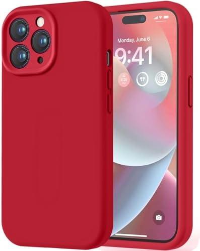LOVE 3000 Designed for iPhone 14 Pro Max Case, Premium Silicone with [Soft Anti-Scratch Microfiber Lining] Shockproof Protective Phone Case for Men Women Girls 6.7", Red