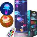 Large Size Jellyfish Aquarium Lamp Fake Fish Jelly Fish Tank Aquarium Lava Lamp Night Light Room Decor,7 Jellyfish&Clownfish,Adult Kids Home Office Room Desk Light
