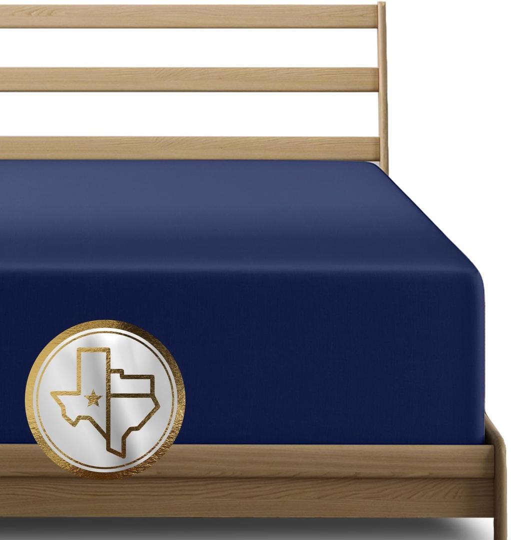 Texas Linen Co. 100% Egyptian Cotton Deep Pocket Full Fitted Sheet Only - 1000 Thread Count Luxury Hotel Fitted Sheet, Soft Cooling Bottom Sheet, Fits Mattress up to 18 in - Navy Blue