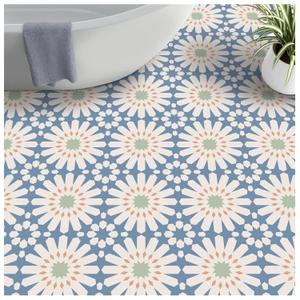 MORCART Peel and Stick Floor Tile - 20 PCS, 7.87" x 7.87" Vinyl Flooring - Waterproof Self-Adhesive Tile Sticker for Wall Backsplashes, Bathroom, Kitchen - Blue and White Floral Look