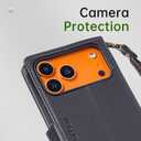 FLIPALM Wallet Case for iPhone 17 Series with Wrist Strap - PU Leather Folio Flip with Credit Card Holder & Kickstand, Protective Cover (Black, for iPhone 17 Pro)