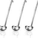 meekoo Stainless Steel Ladle Soup Handle Ladle with Pouring Rim for Kitchen Cooking Soup Sauce (10 oz)