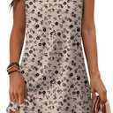 Aokosor Womens Summer Dresses 2025 Loose V Neck Sleeveless Dress Sundresses Swimsuit Coverup (X-Large, The Floral Brown)