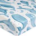 Crane Baby Ocean Crib Sheet, 100% Cotton Fitted Sheet, 28" x 52", Crib Sheets for Boys, Toddler Bed Sheets, Ocean Nursery Decor