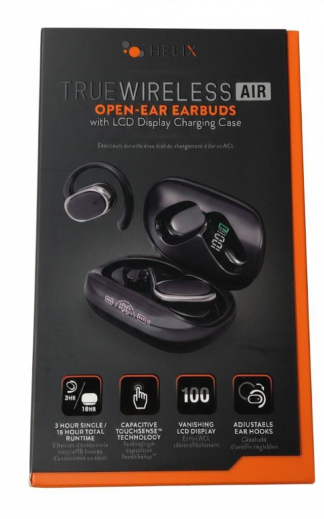 Helix True Wireless Air Open-Ear Earbuds wit LCD Display Charging Case