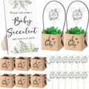 Geetery 101 Pcs Succulent Baby Shower Party Favor 1 Wooden Table Sign 50 Tags and 50 Kraft Succulent Pots for Guest Baby Shower Favors Gifts(Baby)