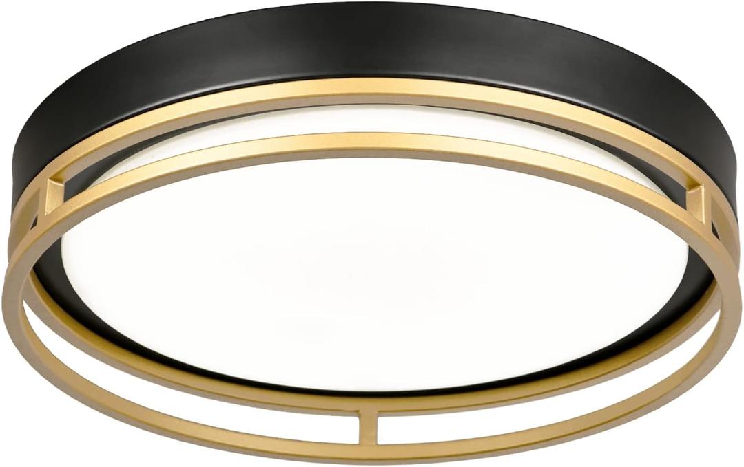 12.5 Inch LED Flush Mount Ceiling Light Fixture, 26W, Super Bright 1700 Lumens, 3 Color 3000K/4000K/5000K, Dimmable Ceiling Lamp for Bedroom Hallway Bathroom Kitchen Laundry (Black Gold)
