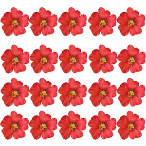 20 Pcs Hawaiian Artificial Flowers, Plumeria Hibiscus Fake Flowers 3.5 Inch for DIY Hair Clips, Brooch, Wreath, Wedding Decor, Beach Party Supplies