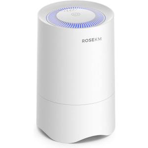 Rosekm Small Air Purifier for Home Bedroom, Personal Desk Mini Air Purifier, Room Hepa Air Purifier Fresheners Cleaner for Dorm, Pets, Smoke, Desktop, Office (White)