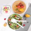 ECOWAY Melamine Salad Bowl with Bamboo Lid & Servers, Bamboo Fiber Salad Serving Bowl 4Qt, Salad Mixing Utensils with Tongs Spoon for Salad, Fruit, Soup, Vegetables, Pasta, Dessert Bowls, 9.84 Inches