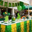 2 Pcs St. Patrick's Day Party Decorations,29.5 x 108 Inch Green Gold Table Skirts,Metallic Wavy Tinsel Foil Fringe Table Skirts,Round and Rectangle Tables Decorations for Irish-Themed Party Supplies